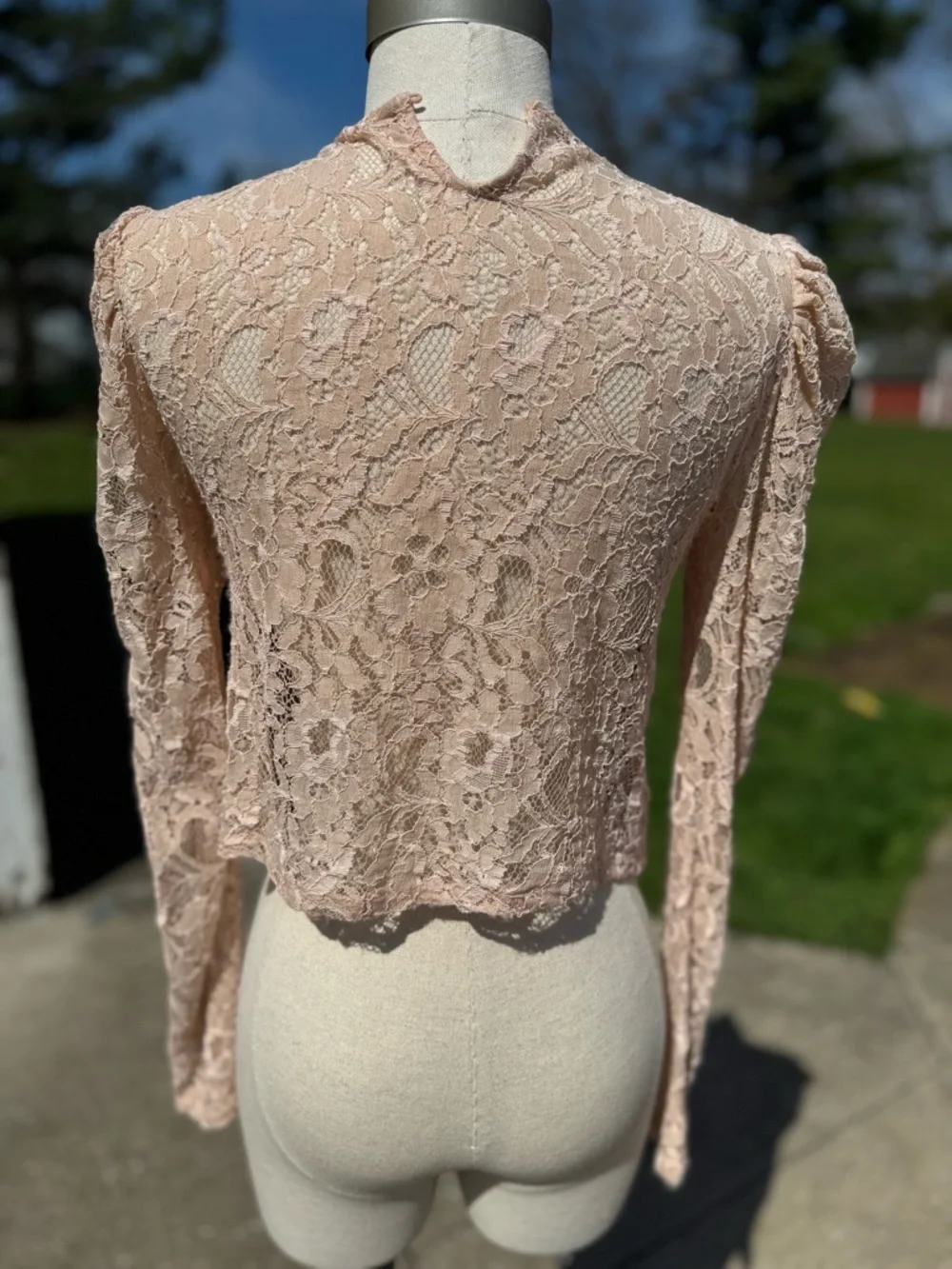 Zara Trafaluc Lace Crewneck Long-Sleeve Top - Size Small